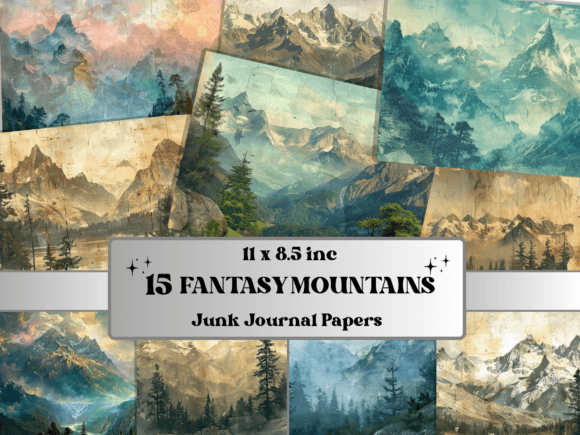 Fantasy Mountain Junk Journal Paper
