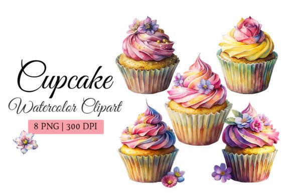 Infusing Warmth and Texture: The Strategic Value of the Cupcake Watercolor Clipart Set, PNG