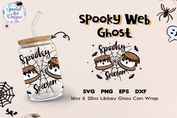 Spooky Web Ghost 16oz Transparent Svg