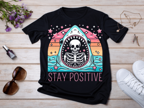 Stay Positive - Funny Summer Skeleton: A Strategic Design for Modern Print-on-Demand