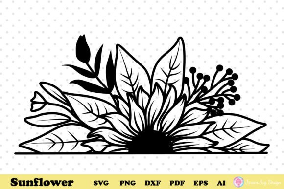 Sunflower Svg and Half Sunflower Svg Designs